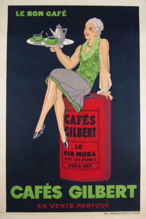 Cafes Gilbert original vintage food poster from France